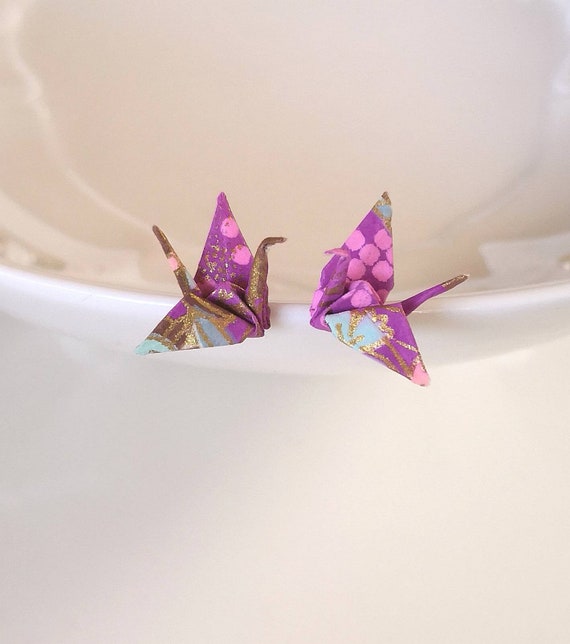 Origami Kranich Ohrringe Niedliche Ohrstecker Papier Schmuck Kleine Ohrstecker Origami Ohrstecker Schlichte Ohrringe Bester Freund Jubiläum