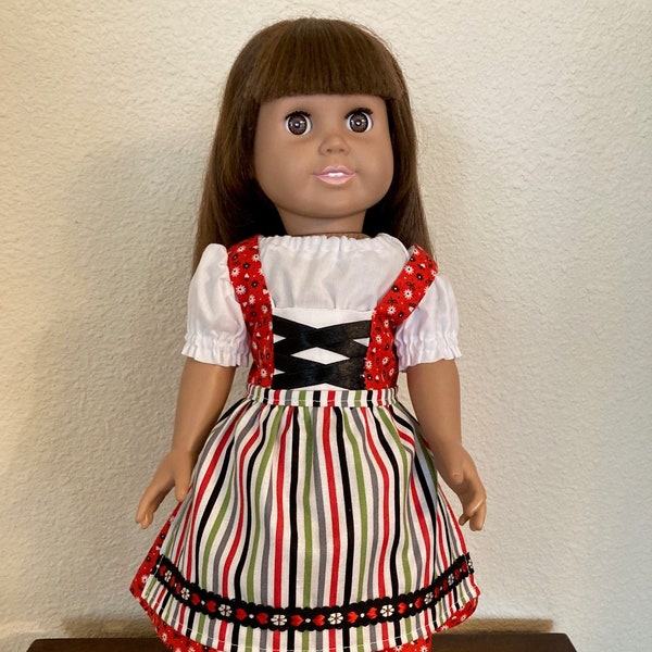 Bavarian Dirndl Folk Costume for an 18" or American Girl Doll