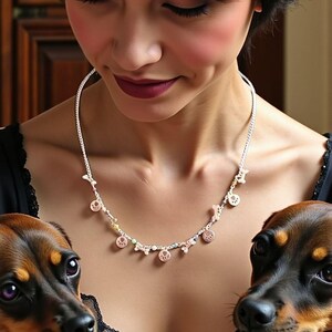 Remember Me: Rose Gold and rainbow crystals Dog lovers necklace