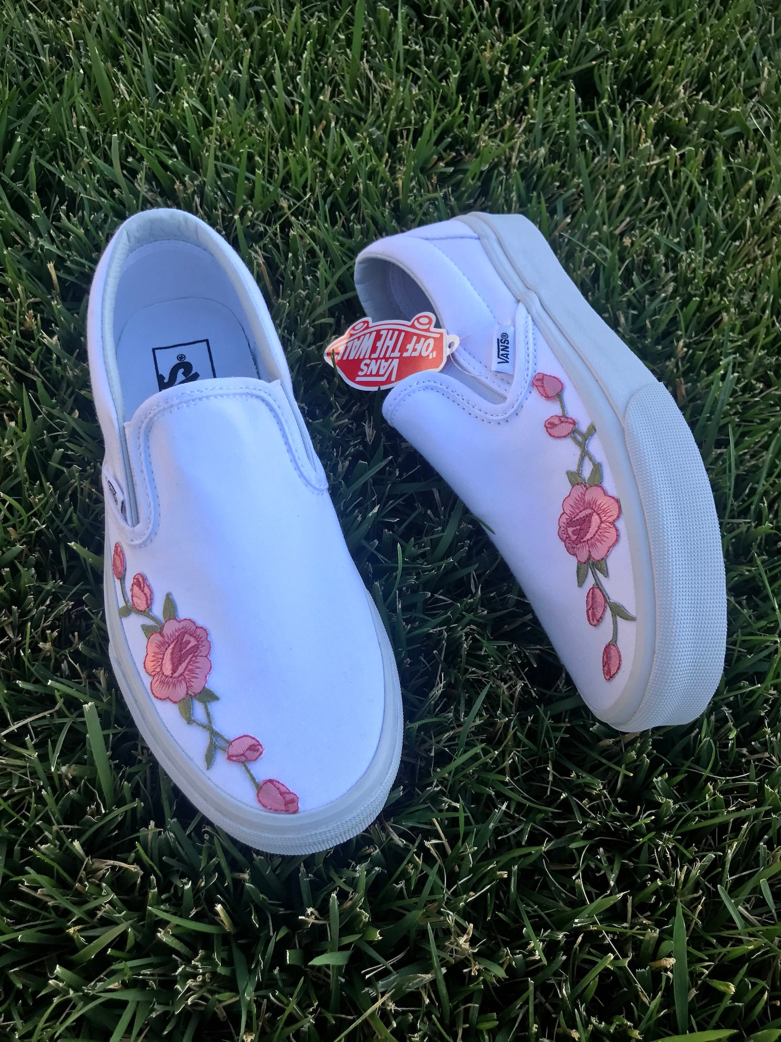 Custom Rose Embroidered Vans Etsy