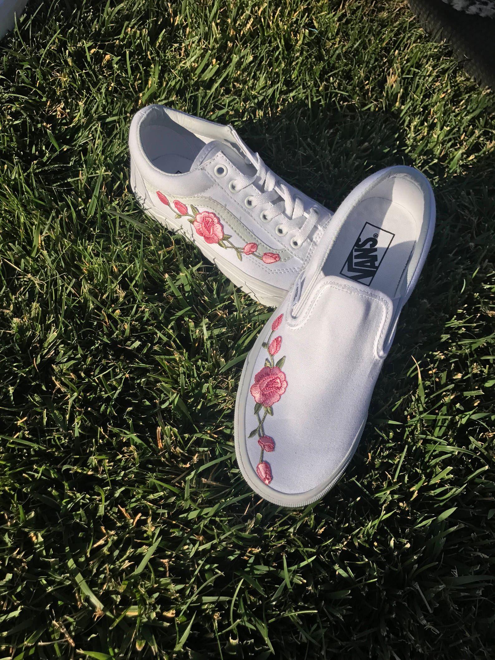 Custom Rose Embroidered Vans Etsy