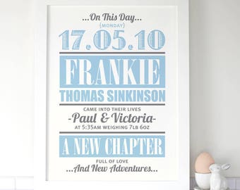 Personalised Baby Birth/Announcement Print