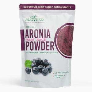 Organic Aronia Berry Powder by Alovitox - Fruit Smoothie Mix, Vegan Sprinkle Mix, Resealable Package