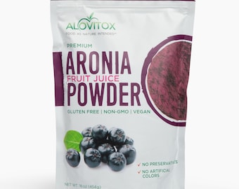 Polvo de bayas de aronia orgánica de Alovitox - Mezcla para batidos de frutas, mezcla vegana para decorar, envase resellable