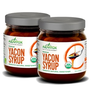 Pure Yacon Syrup 8oz by Alovitox - Pack of 2, 3, 4 Jars, Yacon Pancake Syrup, Natural Sweeteners, Yogurt Trail Mix, Non-GMO, USDA Certified