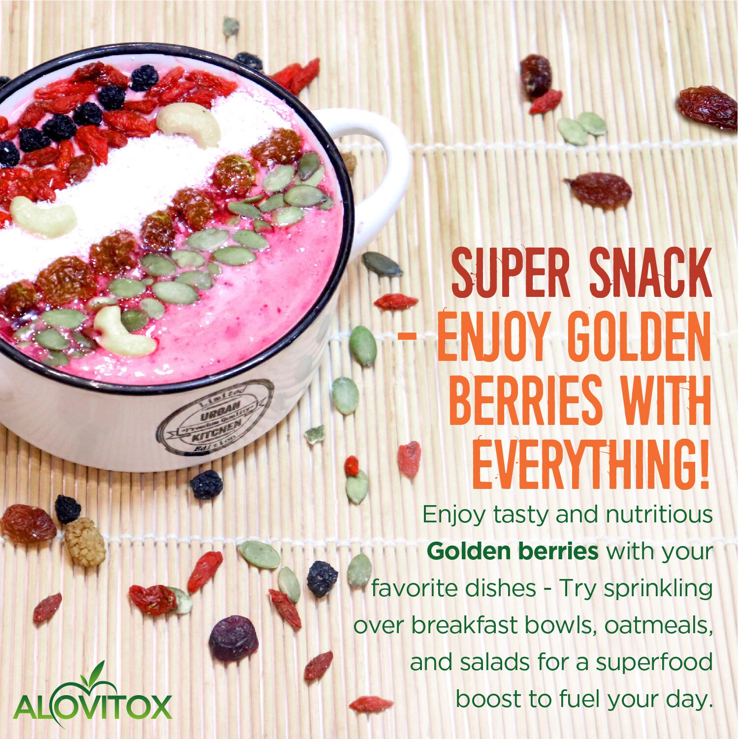 Organic Golden Berries 16oz by Alovitox Healthy Dried Fruit, Pure Incan