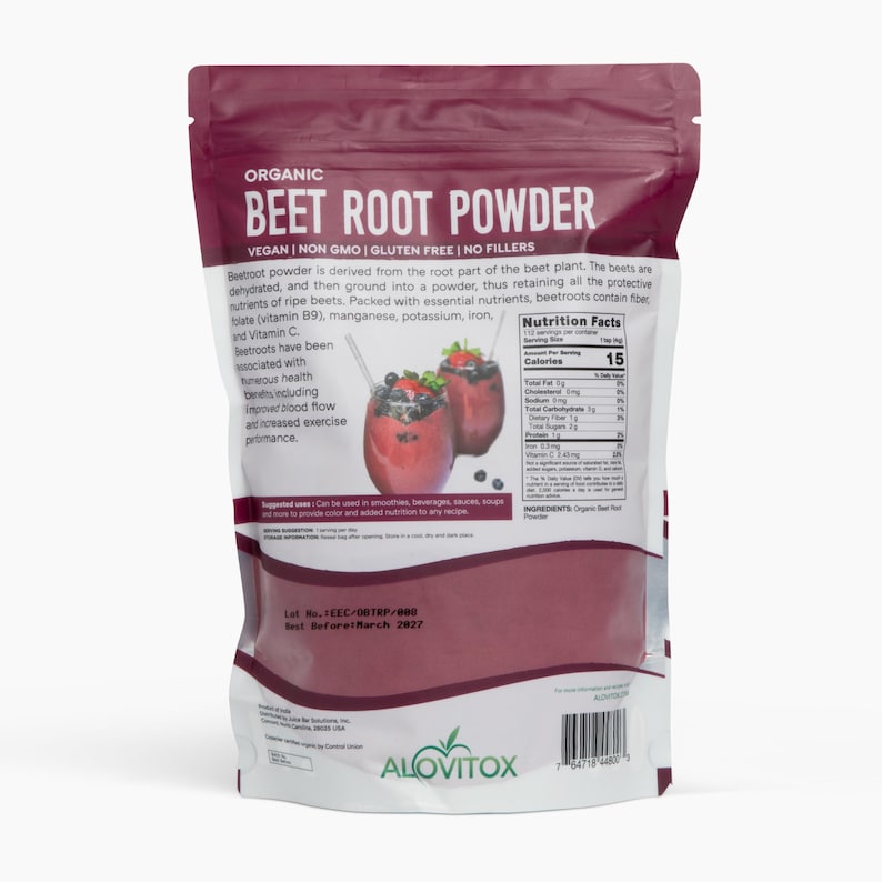Polvo de raíz de remolacha orgánica: Alovitox Superfood imagen 2