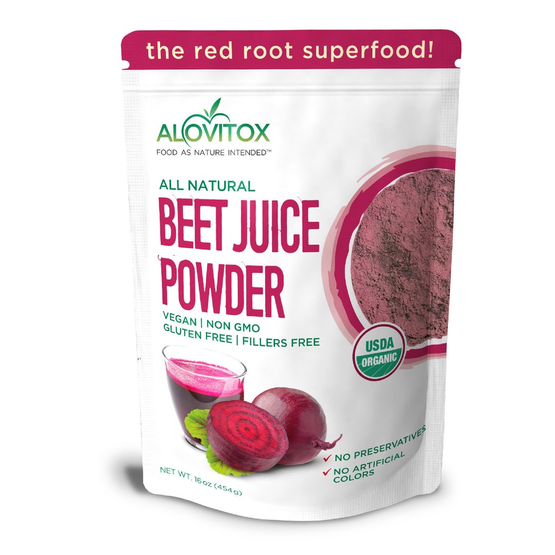 Organic Beet Juice Powder 16 Oz by Alovitox Rich in Antioxidants, THC