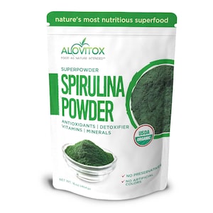 Organic Spirulina Powder by Alovitox - Calcium Rich, Gluten Free, Smoothie Booster, Antioxidant-Rich, Shake Powder