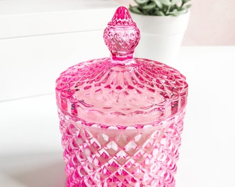 Valentines Barbie Pink Rose and Incense Candle/Embossed Medallion Glass Candle Holder with Lid/Luxury Mothers Day Gift/Valentines Day