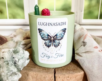 Lughnasadh Green Aventurine Soy Candle: Fog & Fern Scent