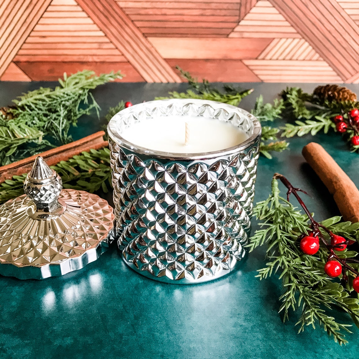 Fraser Fir Candle/dynasty Silver Candle Holder With Lid/silver Etsy