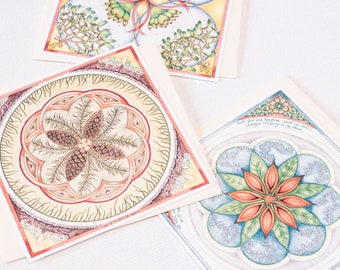 Set aus 3 verschiedenen Karten - Weihnachtskarten Mandala (Enveloppe inkl.)