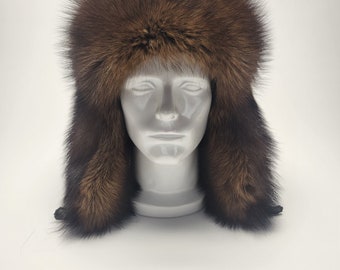 Men's Fisher Fur Trapper Hat.  Size 2XL