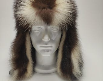 Men's Skunk Fur Trapper Hat.  Size XL