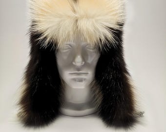 Men's Skunk Fur Trapper Hat.  LIMITED EDITION- Top Lot Series.  Size XL