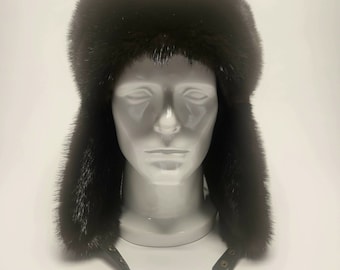 Men's River Otter Fur Trapper Hat.  Size 2XL