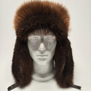 Men's Canadian Beaver Fur Trapper Hat.  Size XL