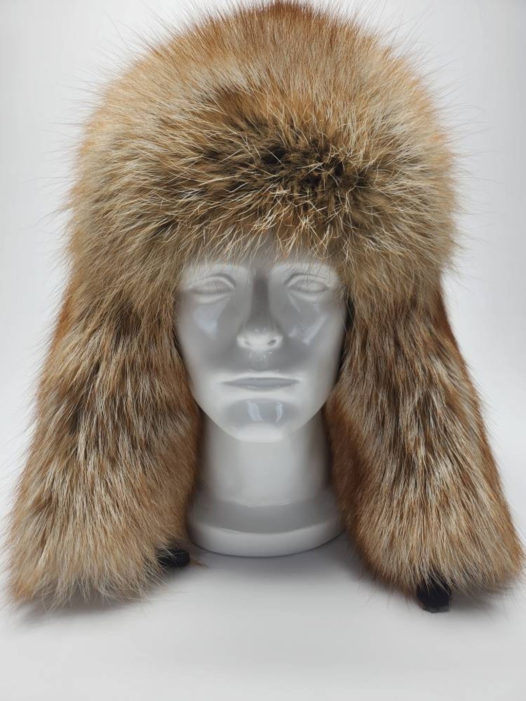 Men's Red Fox Fur Trapper Hat. Size XL Etsy