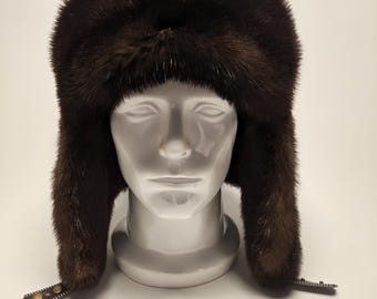 Men's River Otter Fur Trapper Hat, Size 2XL