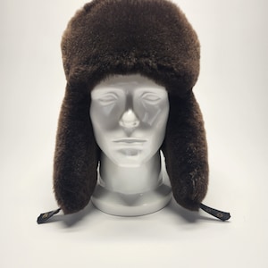 Men&#39;s Heavyweight Sheared Canadian Beaver Fur Trapper Hat.  Size L