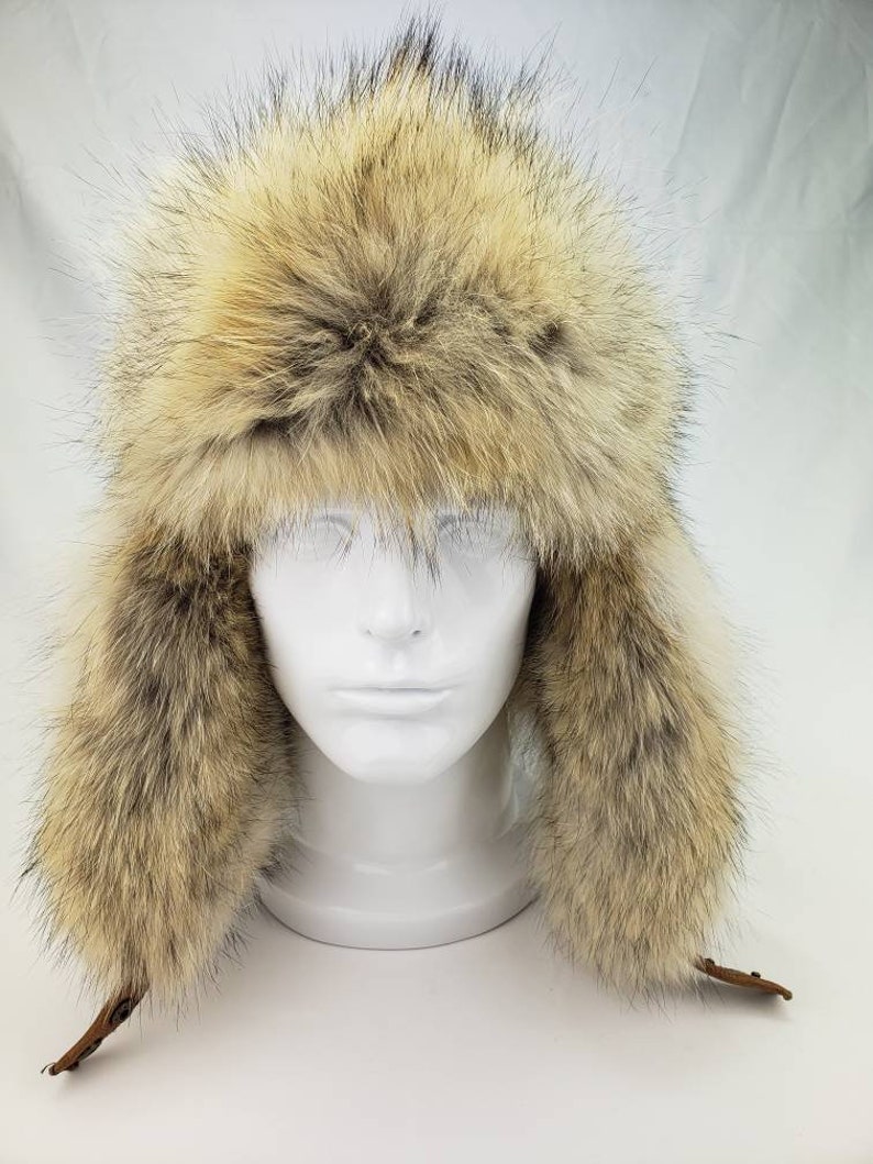 Montana Coyote Fur Trapper Hat. Size men's L | Etsy