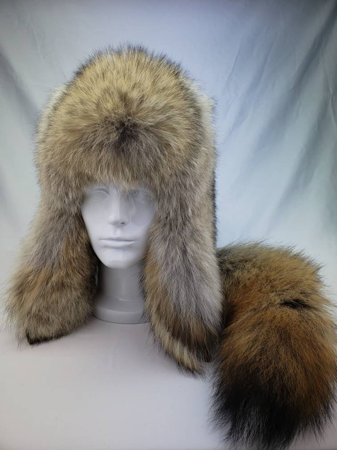 TOP LOT Coyote Fur Trapper Hat. Size men's XL | Etsy