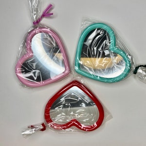 Espejo de bolsillo &quot;Looker&quot; en forma de corazón de la década de 1980, raro y vintage, POP HEART. Fabricado en Japón