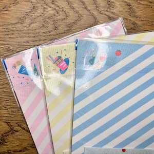 Juego de escritura de cartas vintage de los años 80: papelería pastel color menta «Crepe Party» en paquete