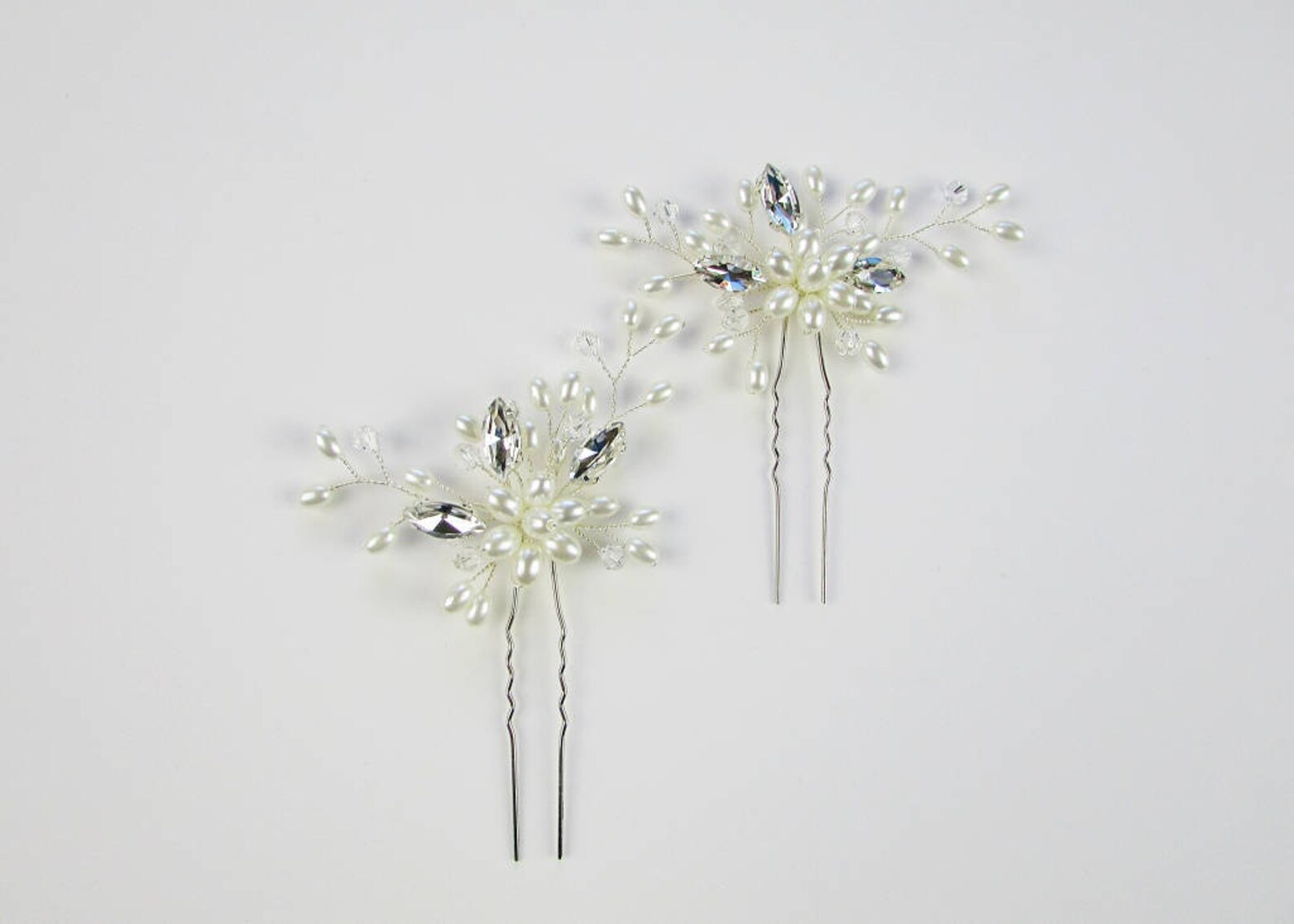 Blue and White Pearl Hair Pins for Formal Events - wide 9