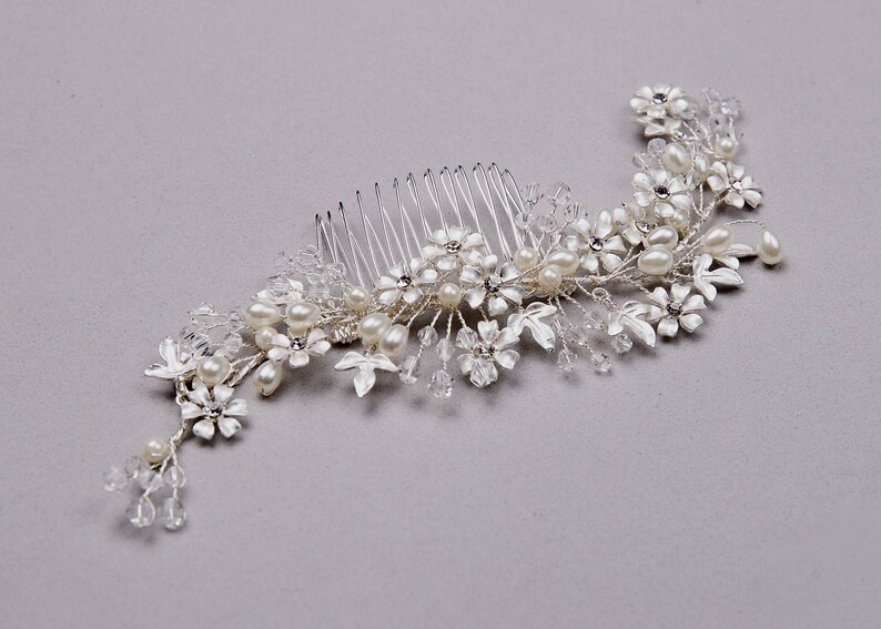Silver Bridal Hair Comb Wedding Hair Comb Silver Hairpiece Etsy