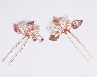 Bridal Hair Pins, Rose Gold Hairpins, Gold Hair Pins, Wedding Hair Pins, Silver Hair Pins, Boho Hair Pin, Rose Gold Hairpiece