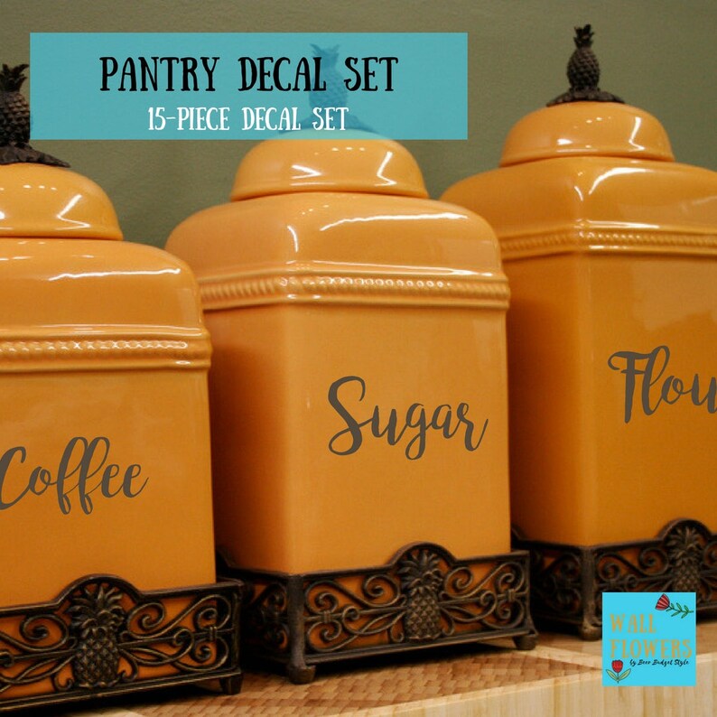 Pantry Stickers Decals Organization Set of Fifteen 15 decals Etsy