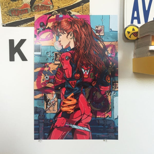 Second Child - Asuka Langley Soryu - 12x18", 16x24" poster - Neon Genesis, illustration, wall art, print, anime, NGE, anime