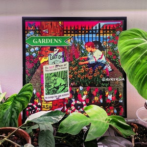 Blumenschneider - 12x12" Original Signed Illustration Poster - retro, Kunst, Wanddekor, Print, Tiere, Garten, Stadt, Zeichnung
