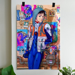Third Child - Shinji Ikari - Neon Genesis - 12x18&quot;, 16x24&quot; poster - wall art, print, anime, fine art print, rei, asuka, misato