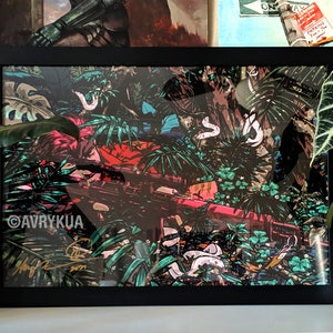 What A Thrill - Metal Gear Big Boss - 12x18", 16x24" Poster - MGS, nackte Schlange, Scharfschütze, Wandkunst, Wald, Camouflage