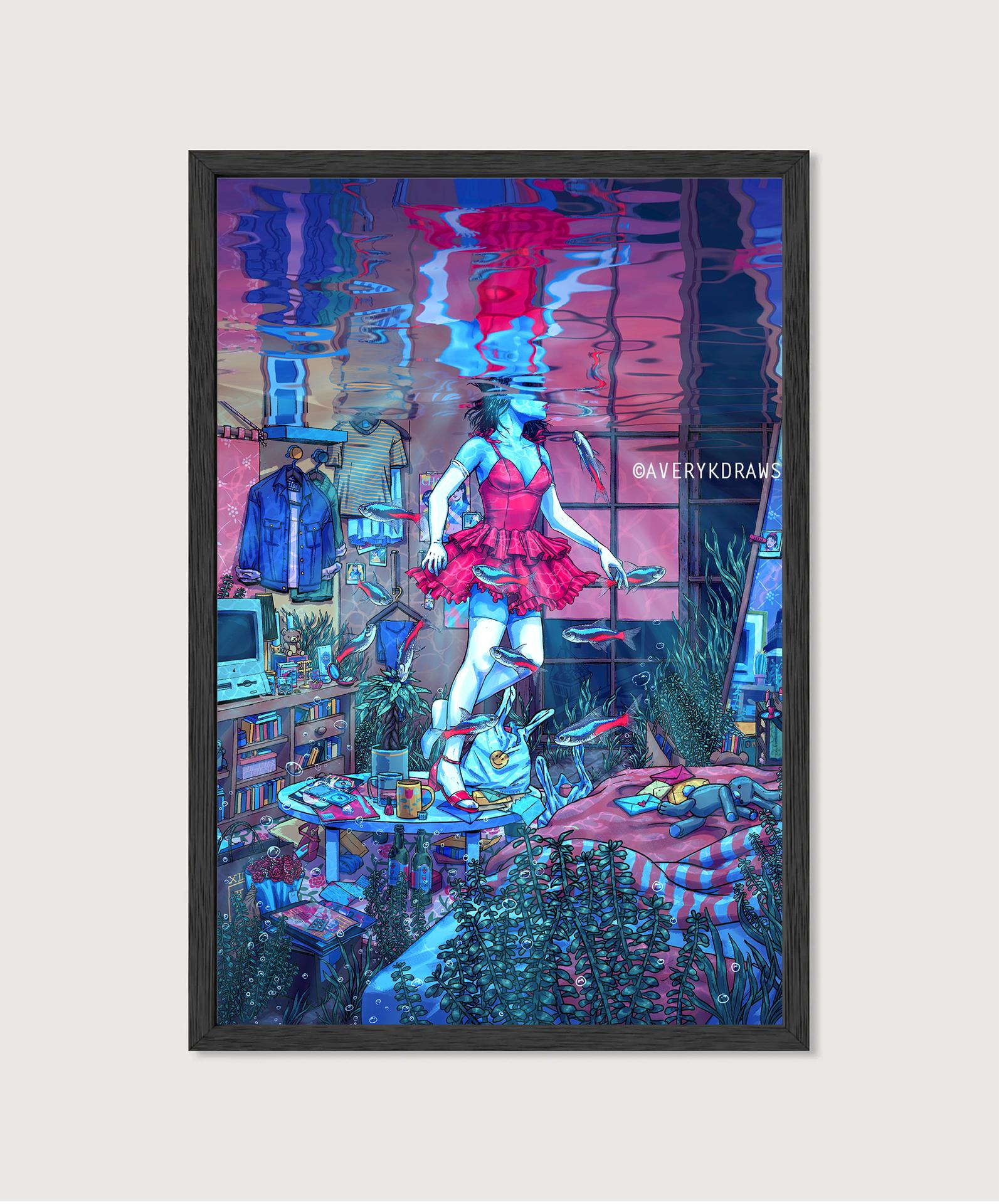 シンキング/フローティング - パーフェクトブルー - 12x18インチ