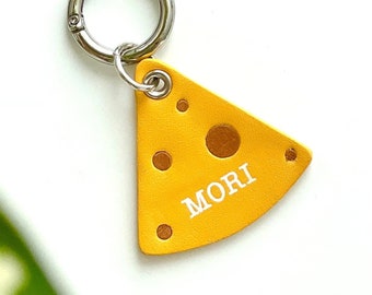 Personalized Leather Dog Tag - Cheese