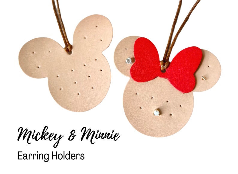 LEATHER EARRING HOLDER Mickey & Minnie image 1