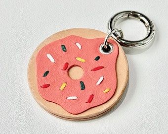 Personalized Leather Dog tag - Donut