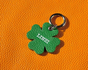 Personalized Leather Dog Tag - Clover