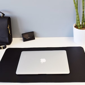LEATHER DESK MAT - Black & Brown