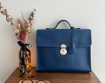 HANDMADE BRIEFCASE - Navy Blue(Sample sale)