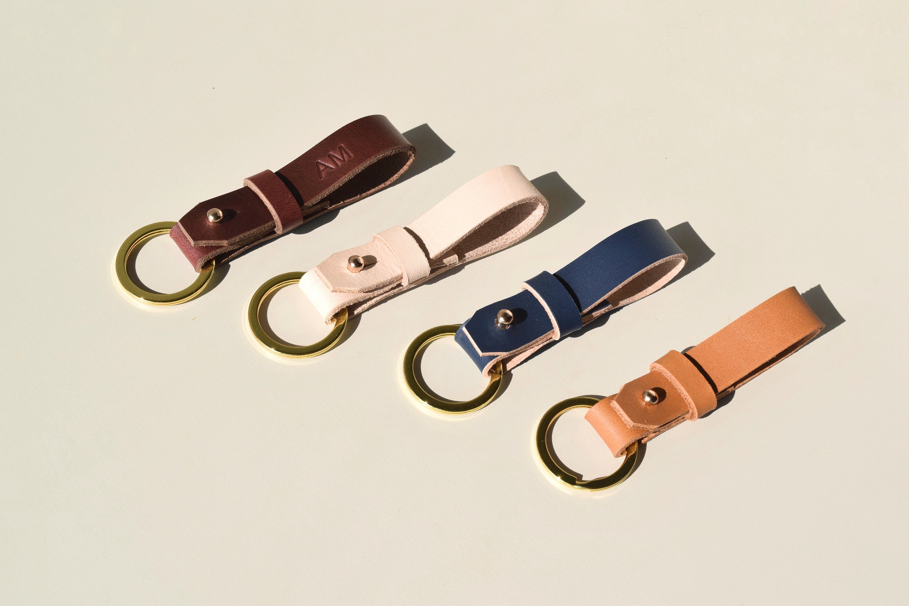 LEATHER BELT KEYCHAIN 4 Colors Free personalization Etsy