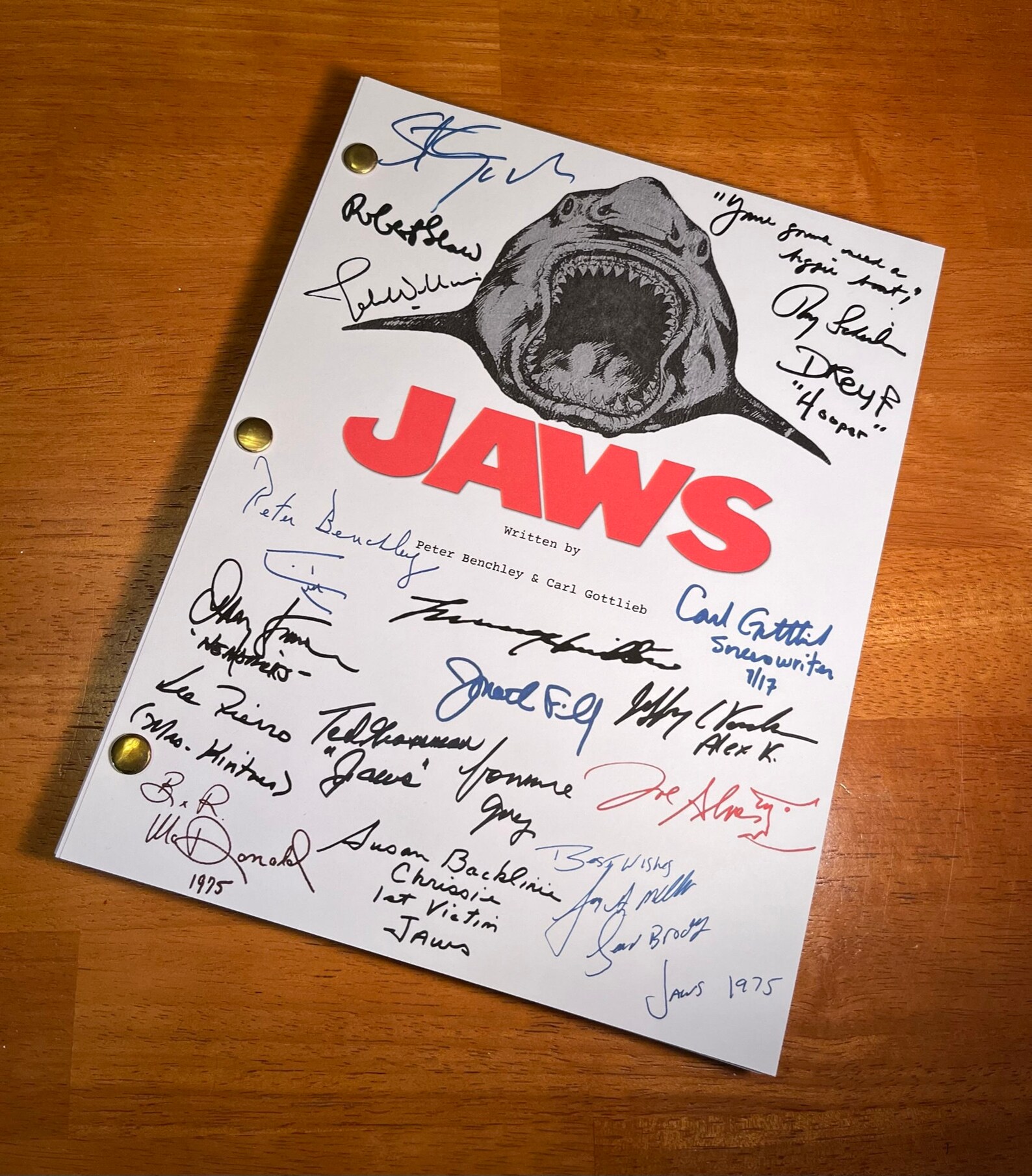Jaws Script Castsigned Autograph Reprints Jaws Etsy