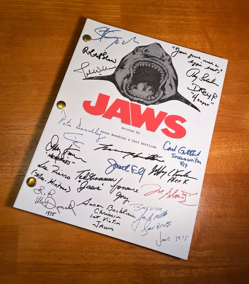 Jaws Script Castsigned Autograph Reprints Jaws Etsy
