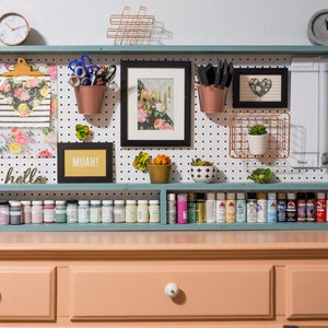 Wooden Pegboard Organizer for Craft Tools | Wall-Mounted Craft Room Storage | Handmade Peg Board | Holiday Gift for Crafters