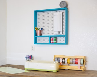 Wooden Pegboard Organizer for Craft Tools | Wall-Mounted Craft Room Storage | Handmade Peg Board | Holiday Gift for Crafters
