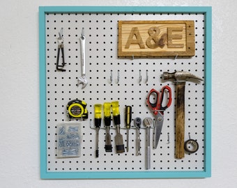 Peg Board Organizer for Crafts | Tools | Jewelry | Nursery| Pegboard Frame for Organization Wood 24in x 36in